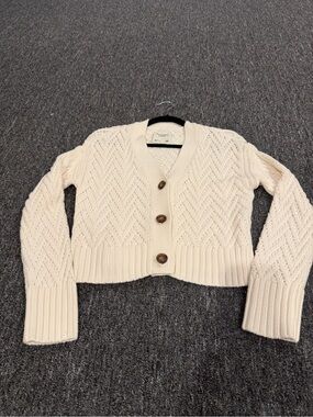 Abercrombie & Fitch Cream Open Knit Cropped Cardigan XXS NWT